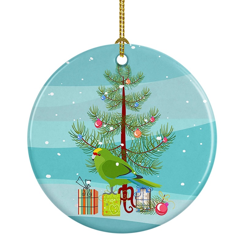 New Zealand Parakeet Merry Christmas Ornament - Round Ceramic Ornament  Artist-Designed Keepsake Decoration