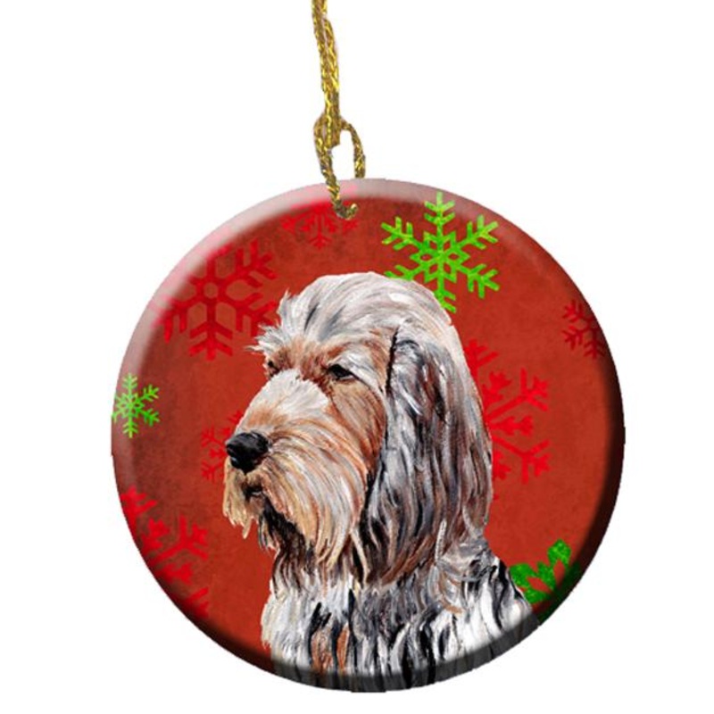Otterhound Red Snowflakes Holiday Ceramic Ornament SC9756CO1