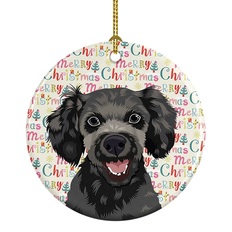 Poodle Toy Grey Christmas Ceramic Ornament