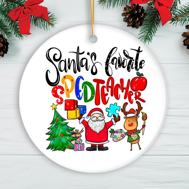 Santas Favorite Special Education Teacher Christmas Ornament, Children with Autism Gift