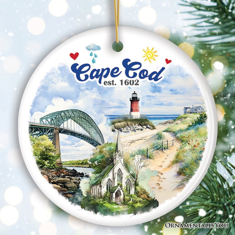 Serene and Vintage Cape Cod Massachusetts Ornament, Rustic Christmas Souvenir and Gift