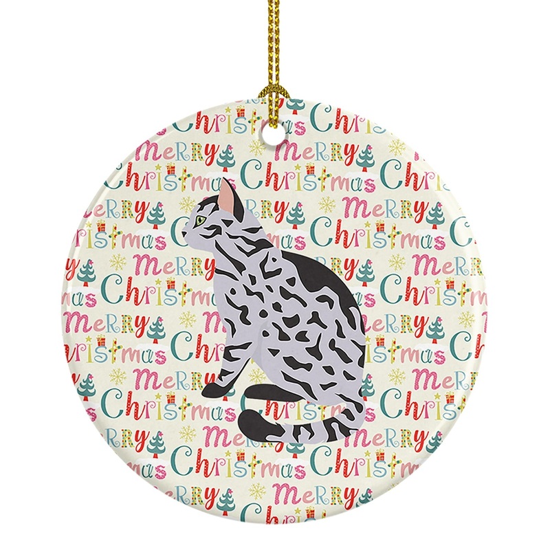 Serengeti Cat Christmas Ceramic Ornament