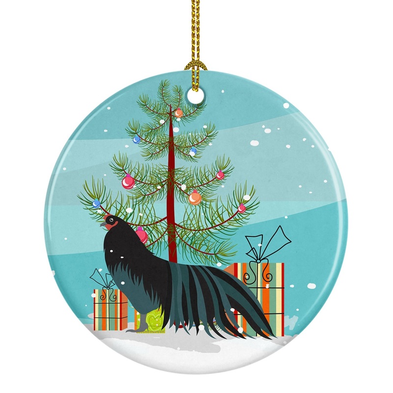 Sumatra Chicken Christmas Ornament - Round Ceramic Ornament  Artist-Designed Keepsake Decoration BB9200CO1