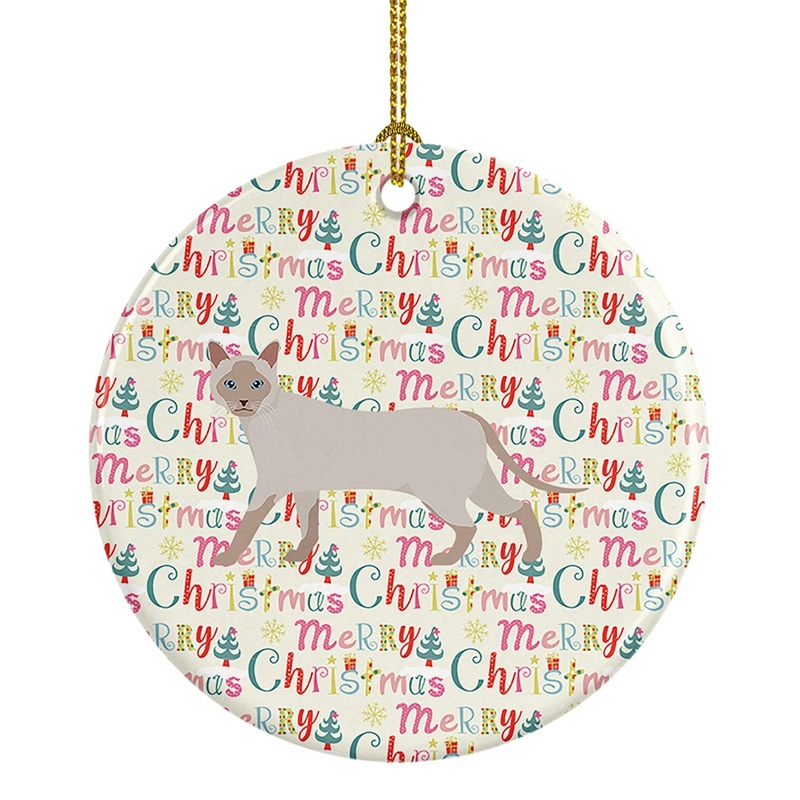Thai Lilac Cat Christmas Ceramic Ornament