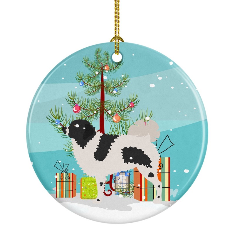 Wetterhoun Frisian Water Dog Christmas Ornament - Round Ceramic Ornament  Artist-Designed Keepsake Decoration BB8444CO1