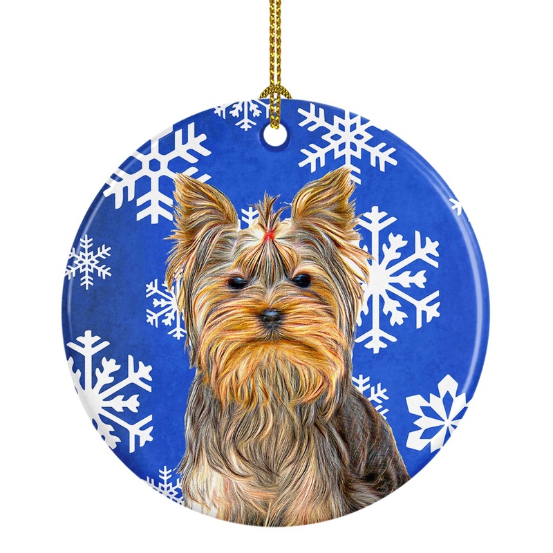Winter Snowflakes Holiday Yorkie / Yorkshire Terrier Ceramic Ornament KJ1177CO1