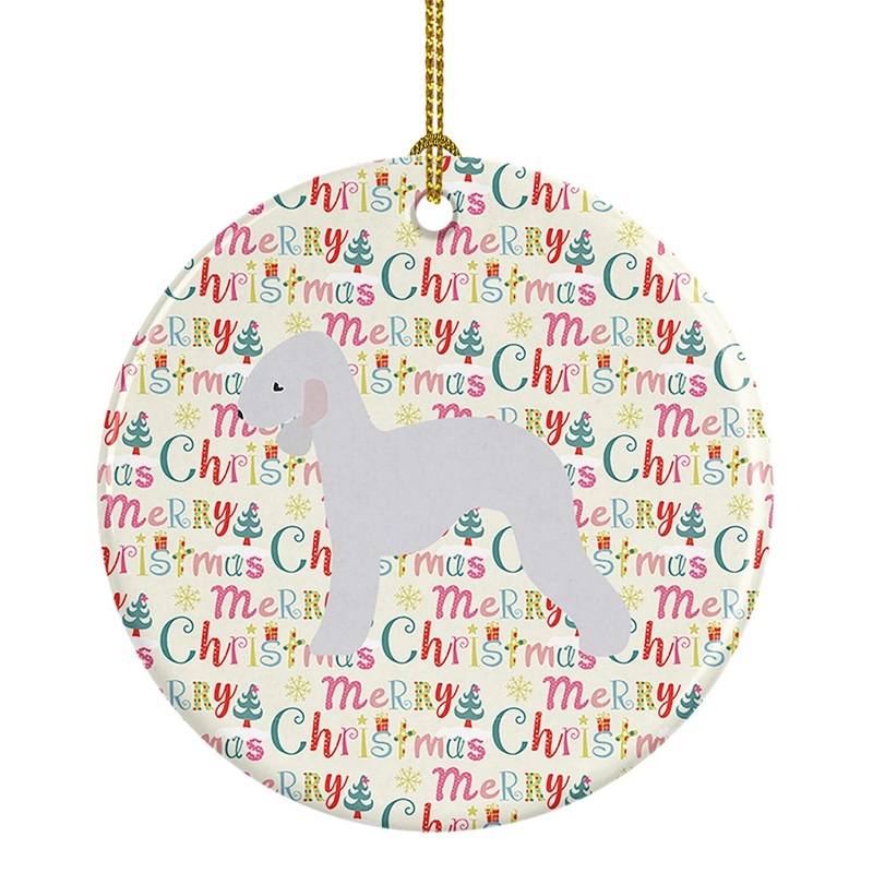 Bedlington Terrier Merry Christmas Ceramic Ornament