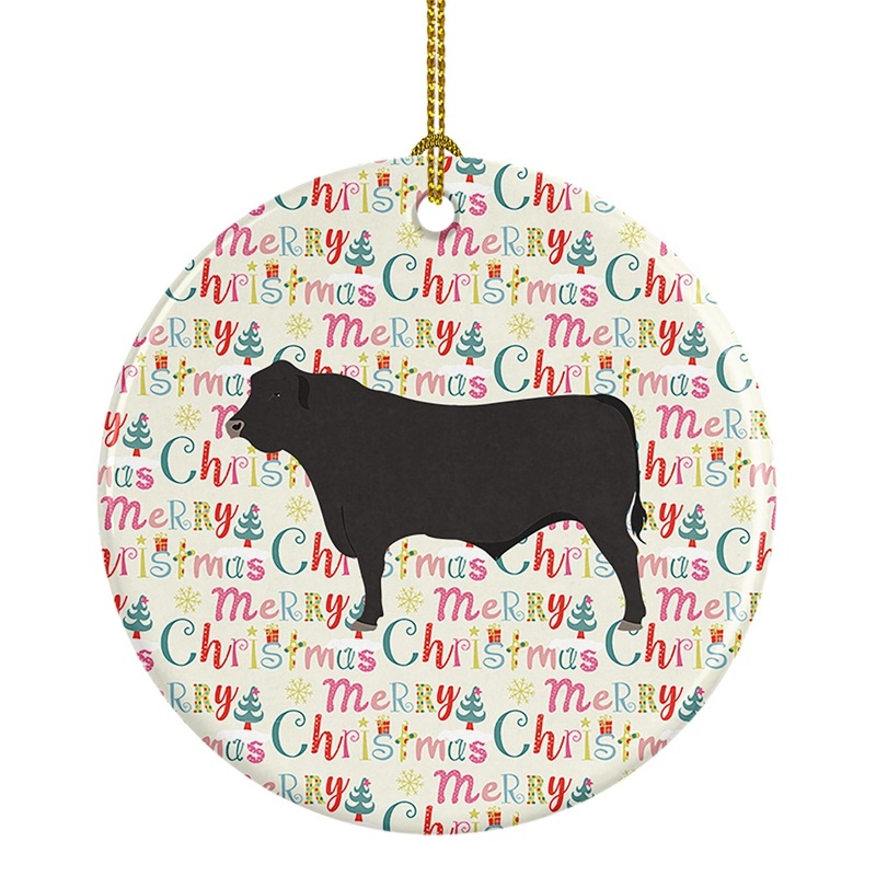 Black Angus Cow Christmas Ceramic Ornament