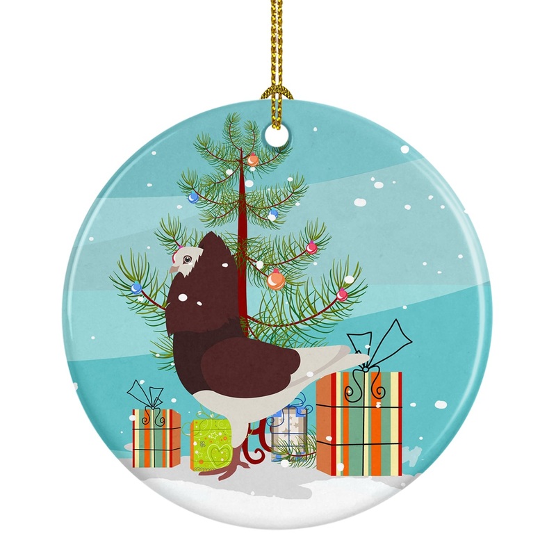 Capuchin Red Pigeon Christmas Ornament - Round Ceramic Ornament  Artist-Designed Keepsake Decoration BB9315CO1
