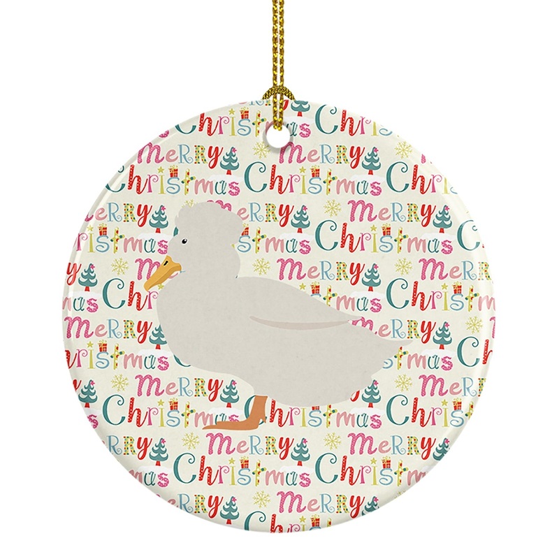 Crested Duck Christmas Ceramic Ornament