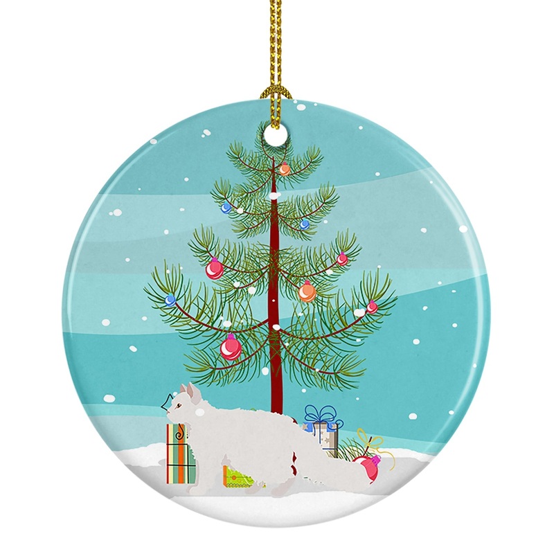 Oregon Rex #2 Cat Merry Christmas Ornament - Round Ceramic Ornament  Artist-Designed Keepsake Decoration