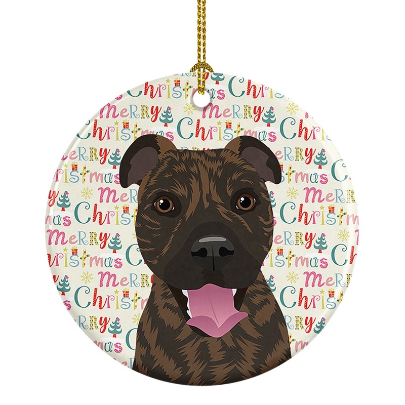 Pit Bull Brindle #1 Christmas Ceramic Ornament