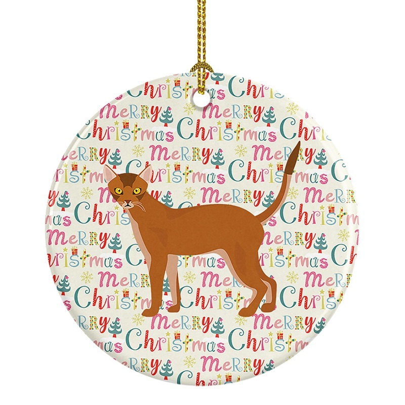 Red Abyssinian Cat Christmas Ceramic Ornament