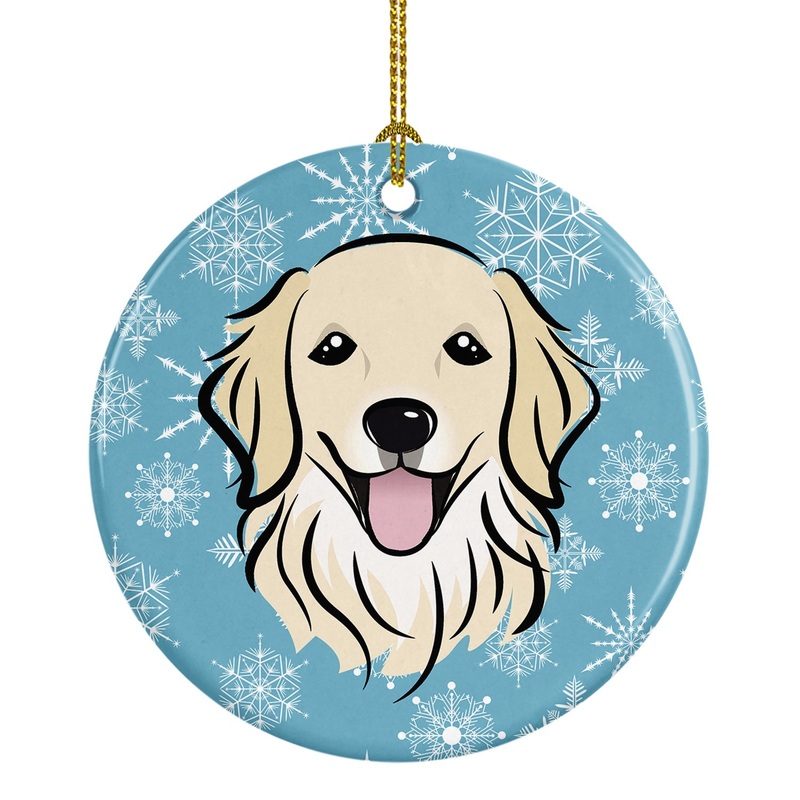 Snowflake Golden Retriever Ornament - Round Ceramic Ornament  Artist-Designed Keepsake Decoration BB1639CO1