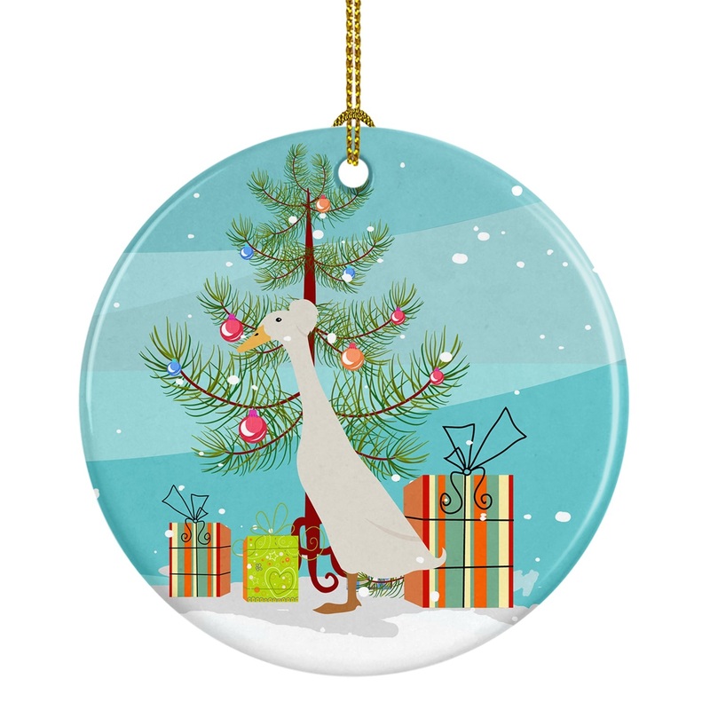 Bali Duck Christmas Ornament - Round Ceramic Ornament  Artist-Designed Keepsake Decoration BB9226CO1