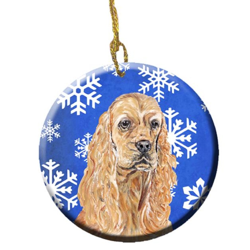 Buff Cocker Spaniel Winter Snowflakes Ceramic Ornament SC9598CO1