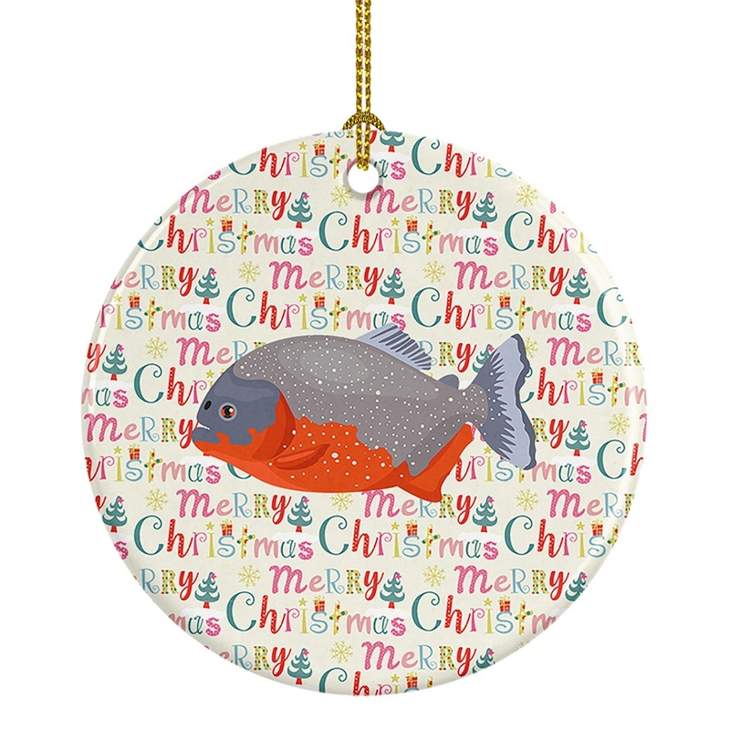 Piranha Christmas Ceramic Ornament