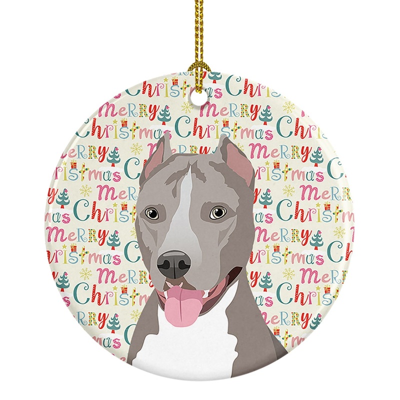 Pit Bull Blue #5 Christmas Ceramic Ornament