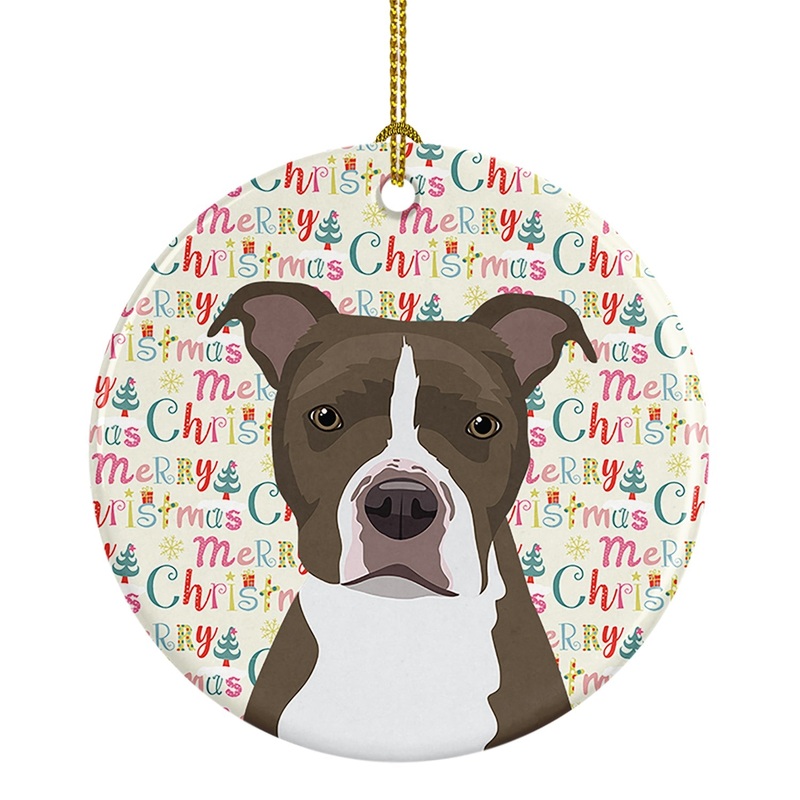 Pit Bull Blue #6 Christmas Ceramic Ornament