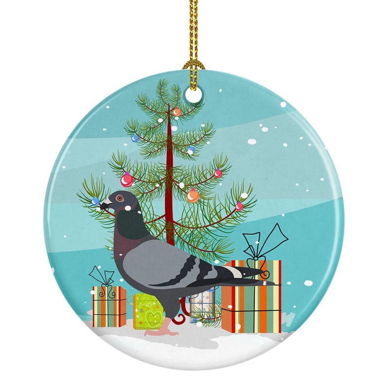 Racing Pigeon Christmas Ornament - Round Ceramic Ornament  Artist-Designed Keepsake Decoration BB9318CO1