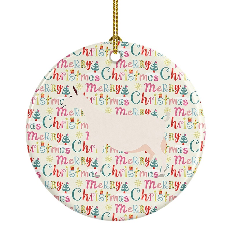Saanen Goat Christmas Ceramic Ornament