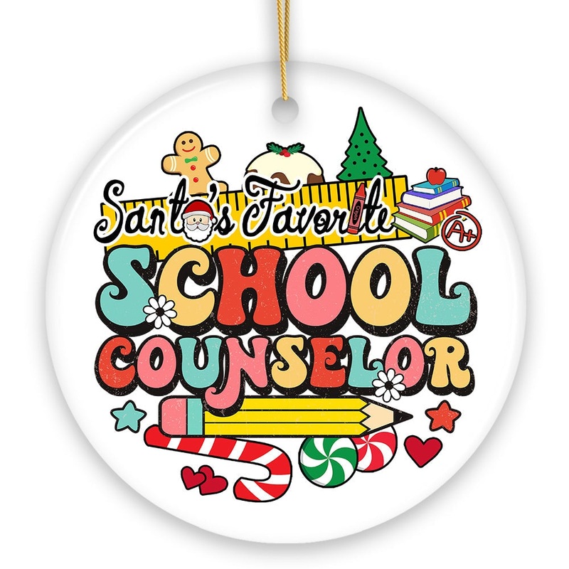 Santas Favorite School Counselor Handcrafted Christmas Ornament, Guidance Counselor Appreciation Gift