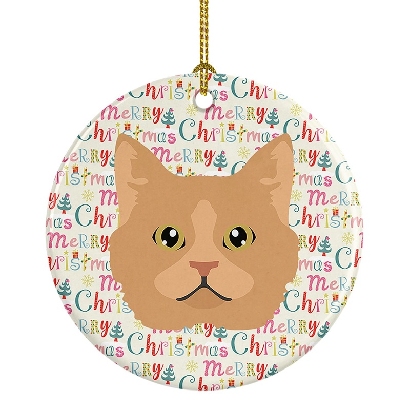 Selkirk Rex Cat Christmas Ceramic Ornament