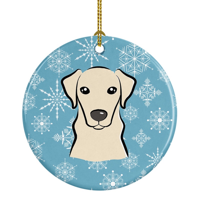 Snowflake Yellow Labrador Ornament - Round Ceramic Ornament  Artist-Designed Keepsake Decoration BB1656CO1