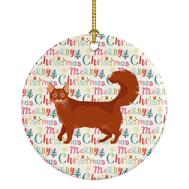 Somali Cat Christmas Ceramic Ornament
