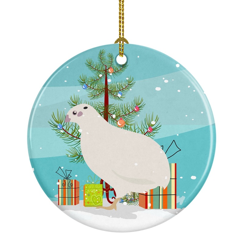 Texas Quail Christmas Ornament - Round Ceramic Ornament  Artist-Designed Keepsake Decoration BB9324CO1