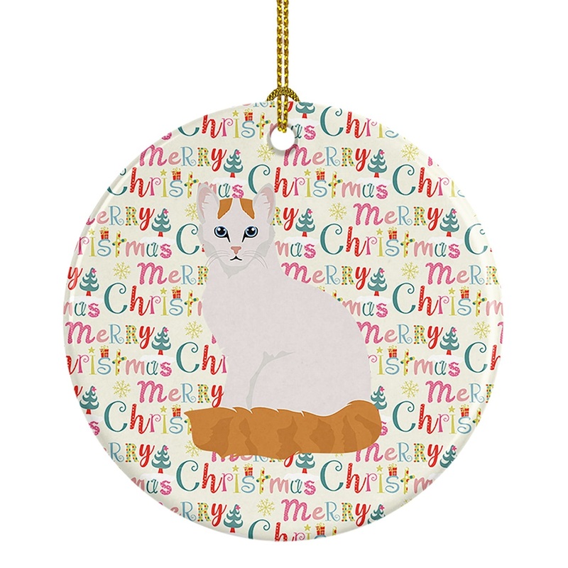 Turkish Van Cat Christmas Ceramic Ornament