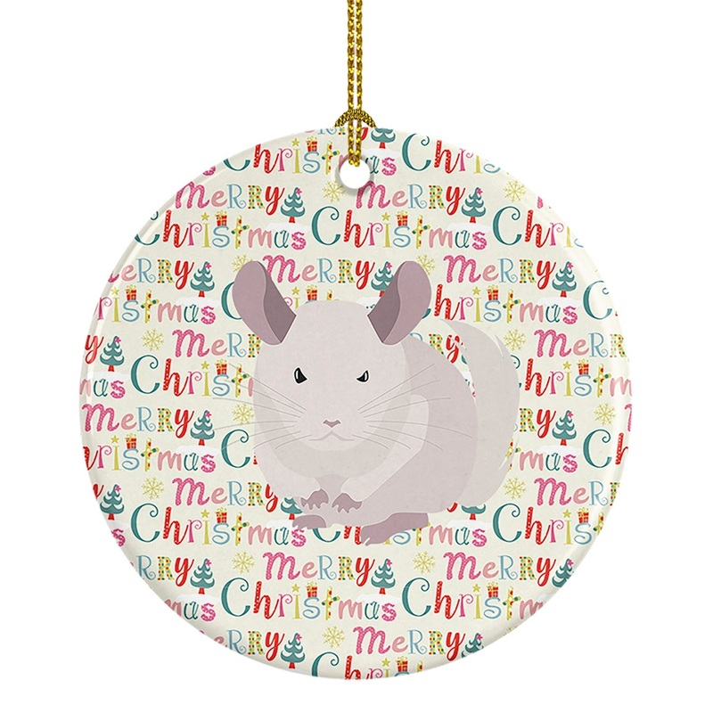 White Dominant Chinchilla Christmas Ceramic Ornament