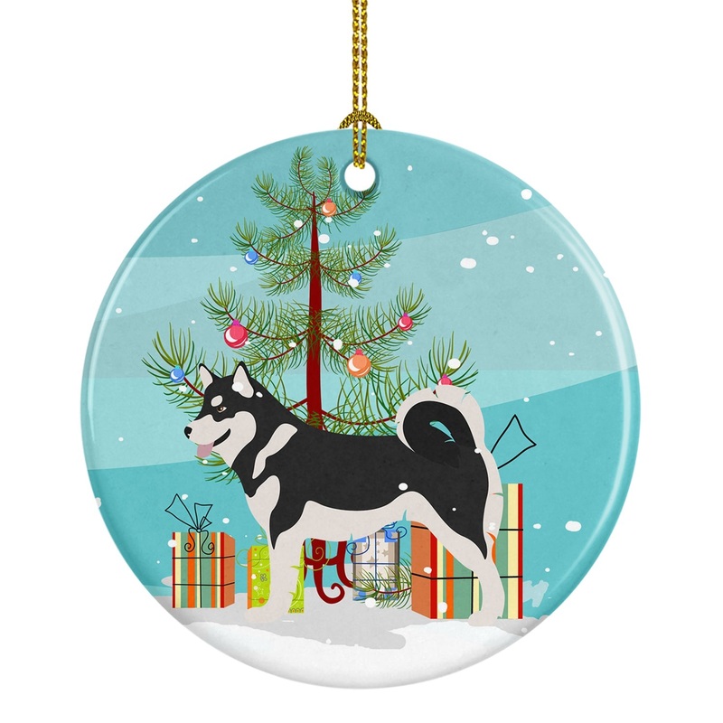 Alaskan Malamute Christmas Ornament - Round Ceramic Ornament  Artist-Designed Keepsake Decoration BB8486CO1