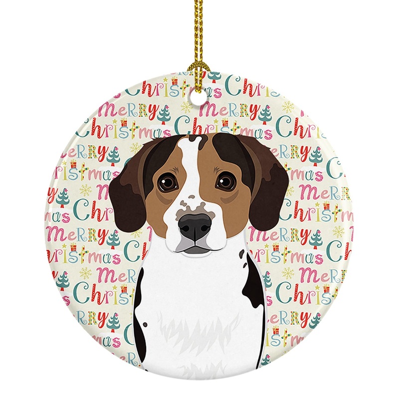Beagle Tricolor Ticked Christmas Ceramic Ornament
