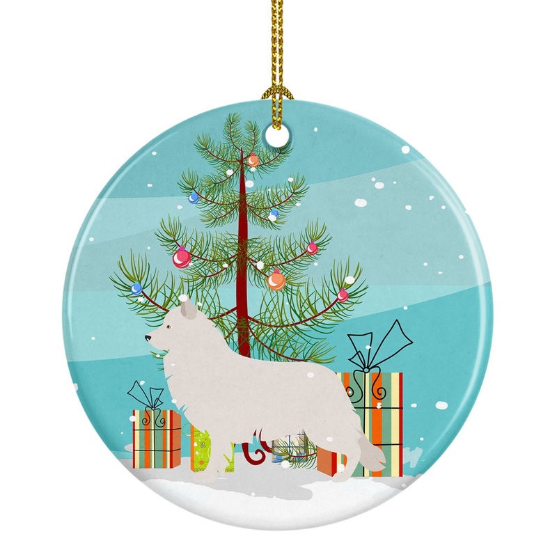 Berger Blanc Suisse Christmas Ornament - Round Ceramic Ornament  Artist-Designed Keepsake Decoration BB8454CO1