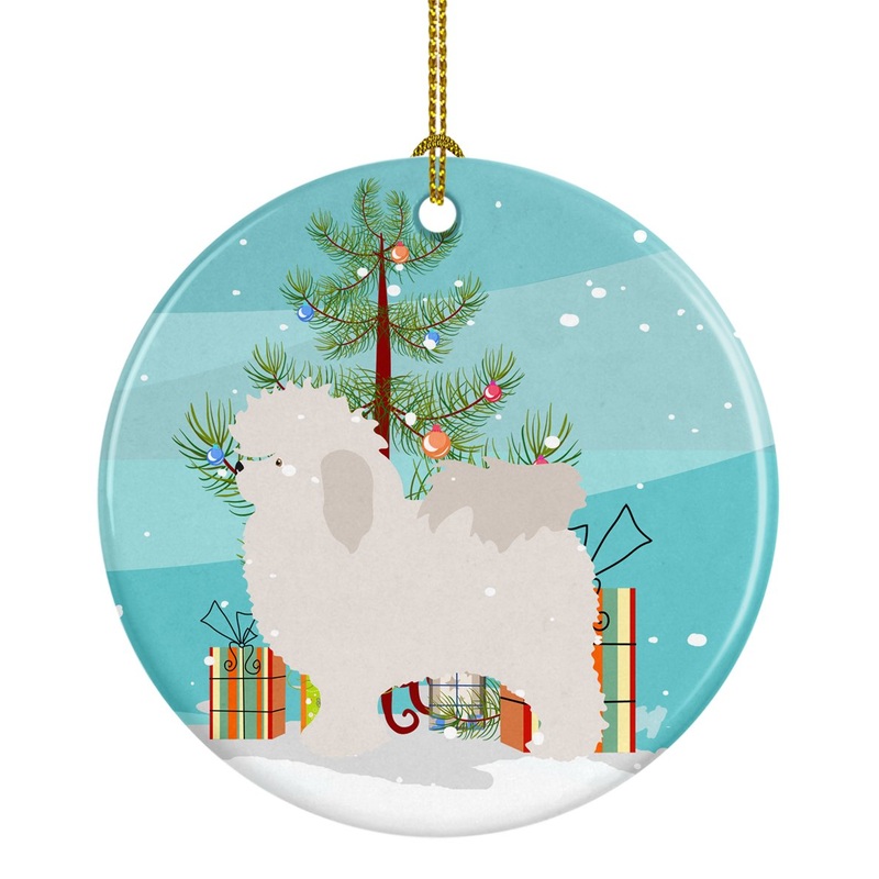 Bolognese Christmas Ornament - Round Ceramic Ornament  Artist-Designed Keepsake Decoration BB8471CO1