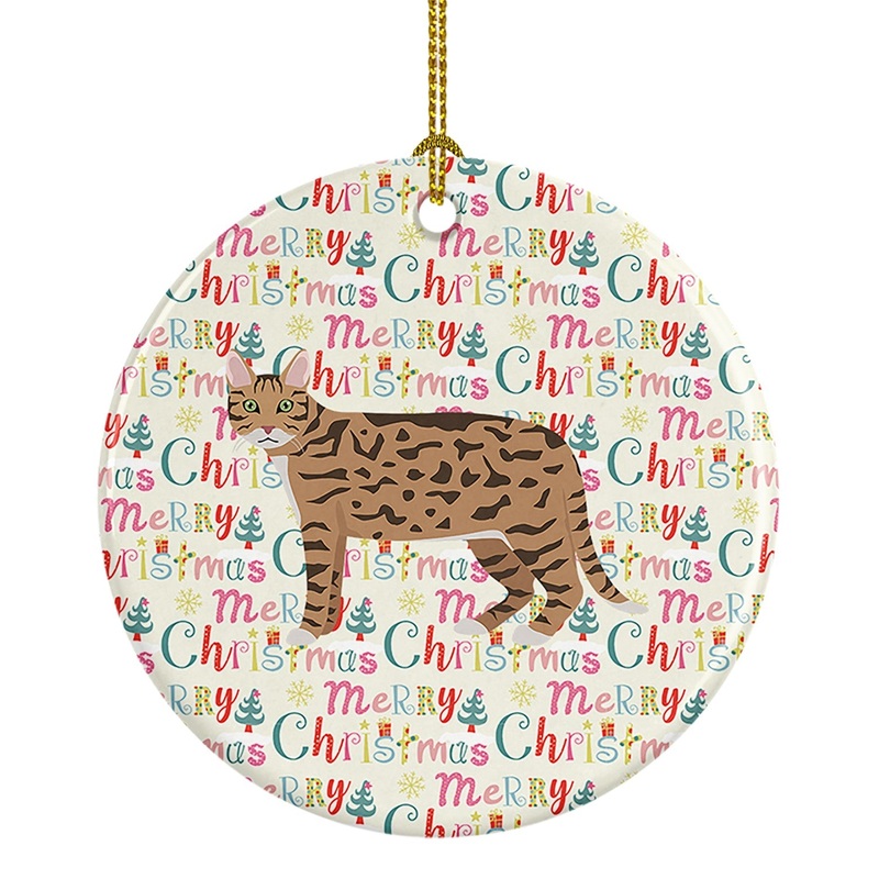 California Spangled #2 Cat Christmas Ceramic Ornament