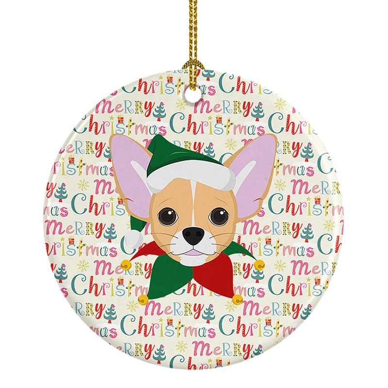 Chihuahua Merry Christmas Ceramic Ornament