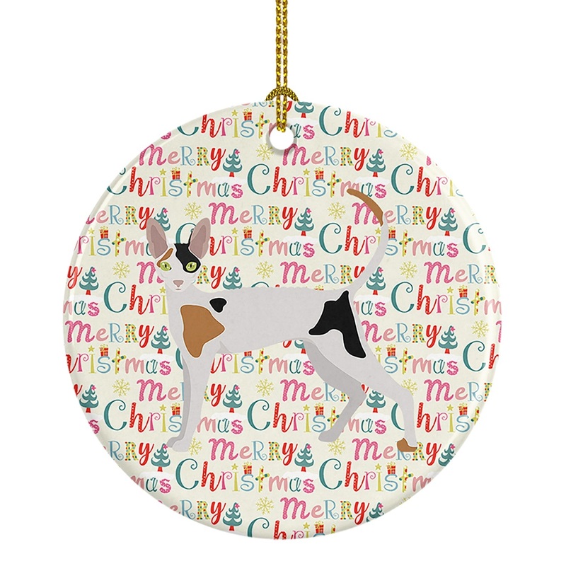 Cornish Rex Cat Christmas Ceramic Ornament