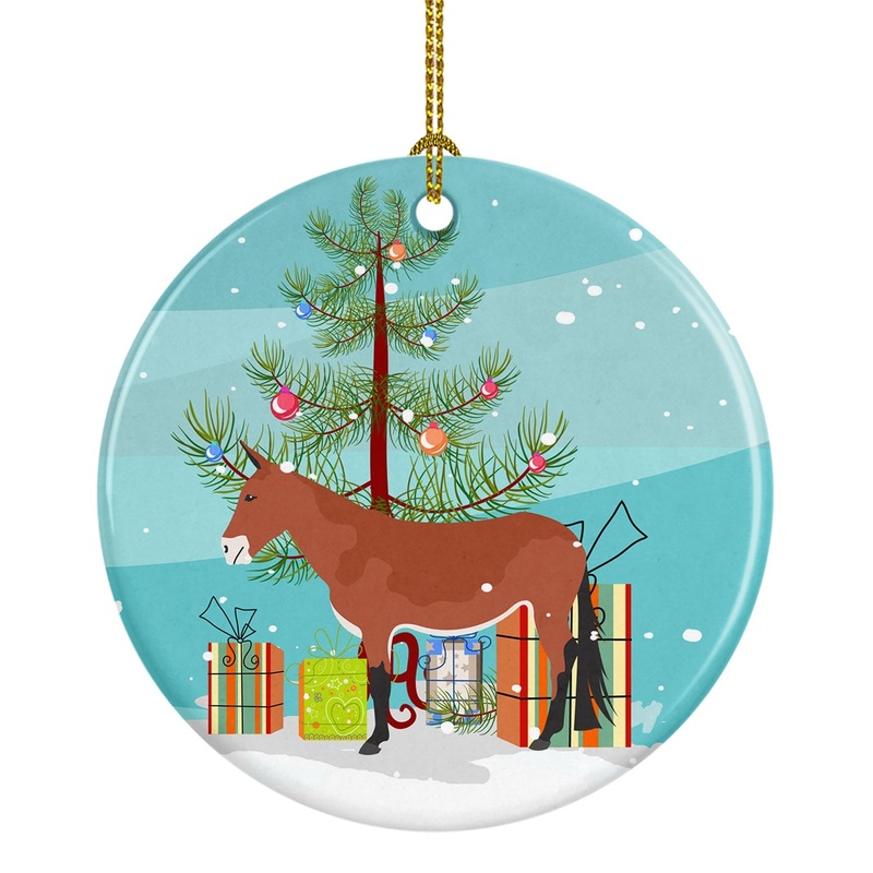 Mule Christmas Ornament - Round Ceramic Ornament  Artist-Designed Keepsake Decoration BB9212CO1