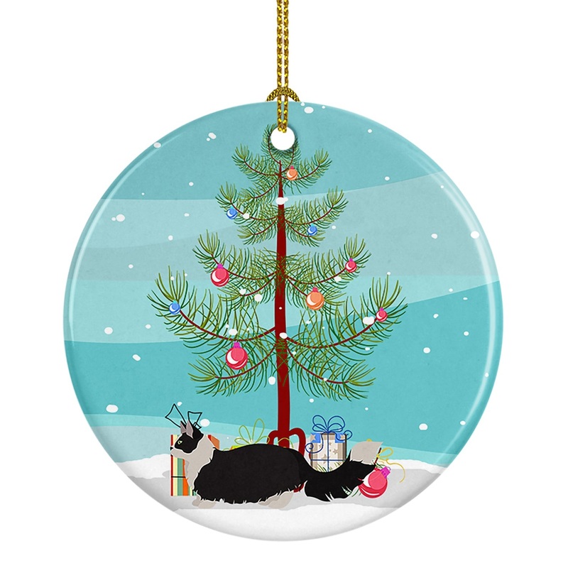 Napoleon #2 Cat Merry Christmas Ornament - Round Ceramic Ornament  Artist-Designed Keepsake Decoration