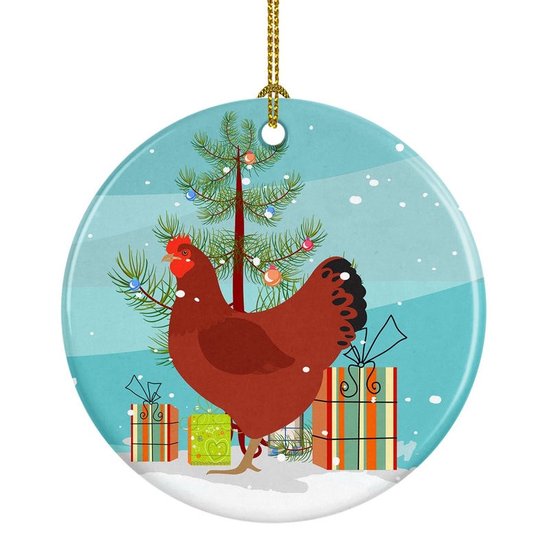 New Hampshire Red Chicken Christmas Ornament - Round Ceramic Ornament  Artist-Designed Keepsake Decoration BB9210CO1