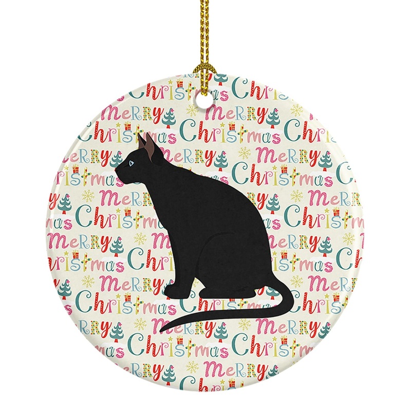 Ojos Azules Cat Christmas Ceramic Ornament