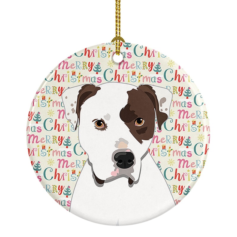 Pit Bull White #2 Christmas Ceramic Ornament
