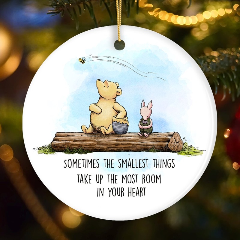 Pooh Bears Heartwarming Quote Ornament, Sentimental Appreciation Ceramic Tree Decoration