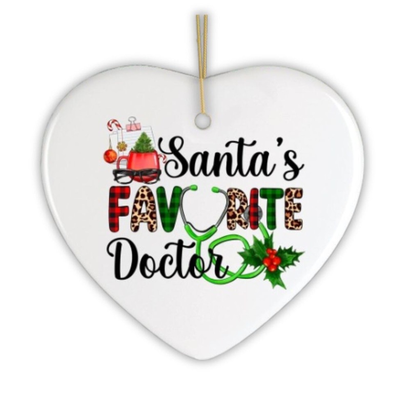 Santas Favorite Doctor Christmas Ornament, Appreciation Gift for Medical Worker and Phd