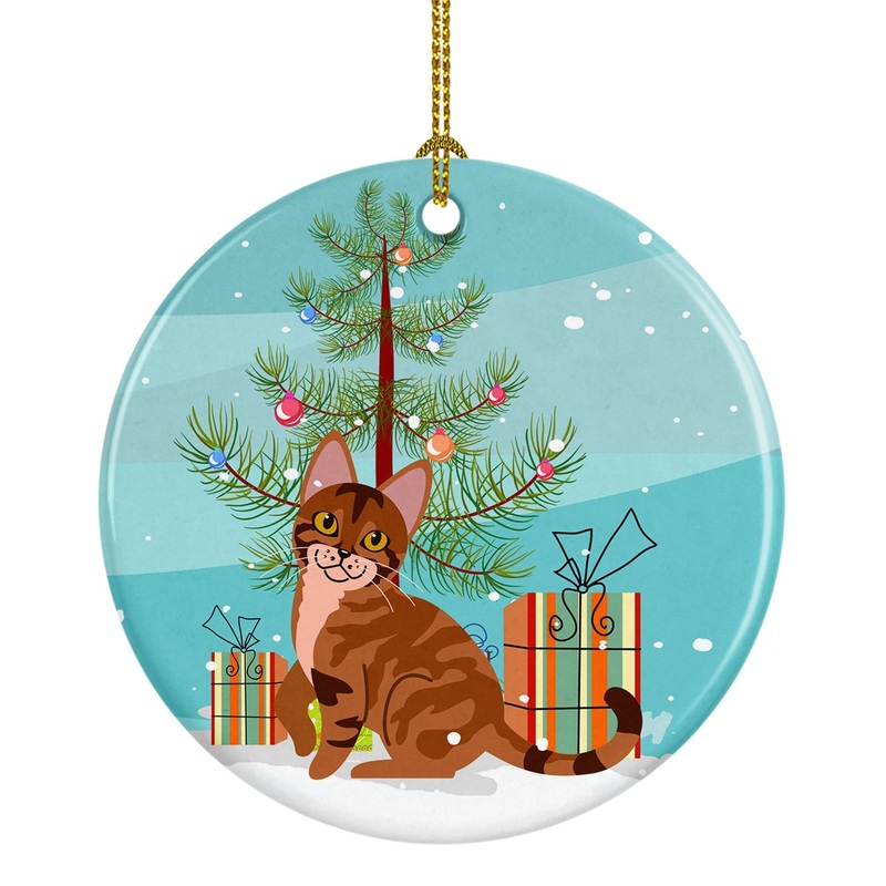 Sokoke Cat Merry Christmas Tree Ornament - Round Ceramic Ornament  Artist-Designed Keepsake Decoration BB4431CO1