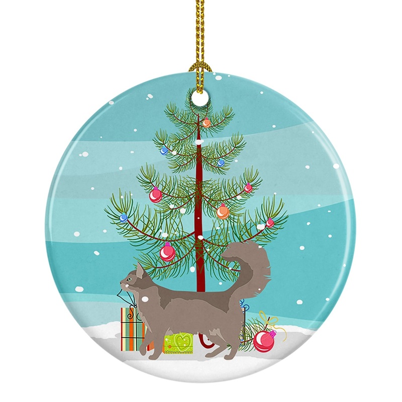 Somali #2 Cat Merry Christmas Ornament - Round Ceramic Ornament  Artist-Designed Keepsake Decoration