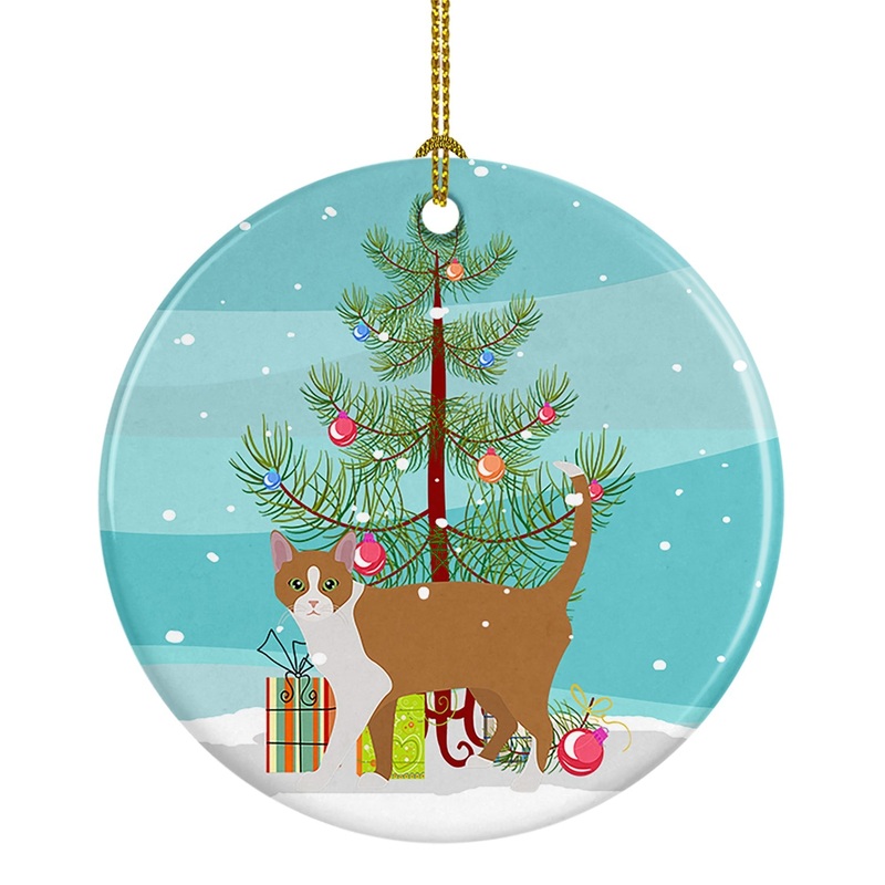 Brazilian Shorthair Cat Merry Christmas Ornament - Round Ceramic Ornament  Artist-Designed Keepsake Decoration