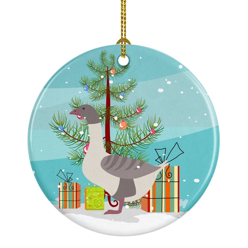 Buff Grey Back Goose Christmas Ornament - Round Ceramic Ornament  Artist-Designed Keepsake Decoration BB9268CO1